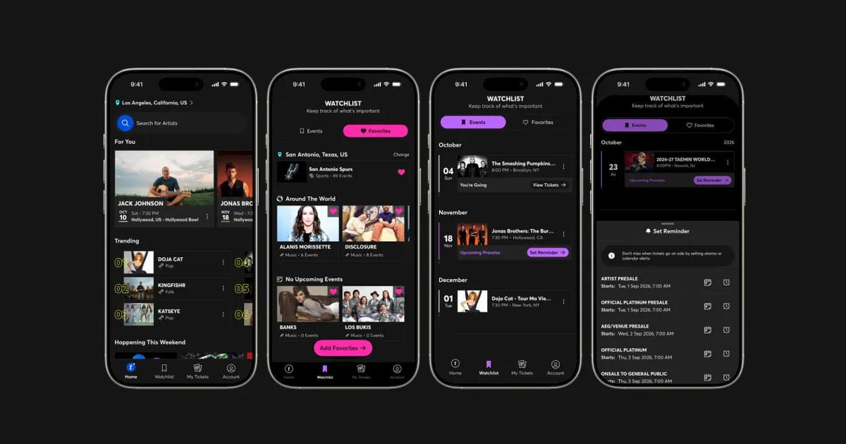 Ticketmaster atualiza aplicativo com foco em personalização e recomendações